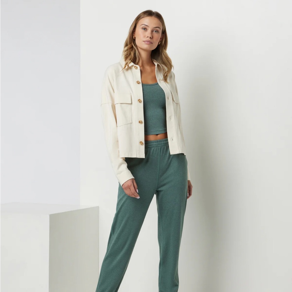 Vuori Cream Button-Front Shacket